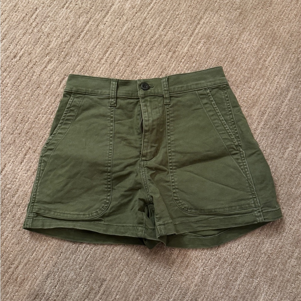 Madewell Perfect Vintage Fatigue Shorts Size 25 Olive Green High Rise - Picture 2 of 6